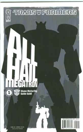 Comic cover for Transformers: All Hail Megatron #5, in the style of old Russian propaganda posters.