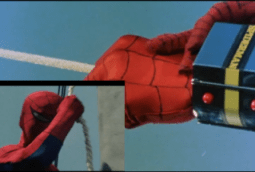 spiderstring Takuya demonstrates the prototype Web Blaster toy.