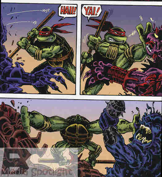 Donatello always picks the wrong times to practice his breakdancing.