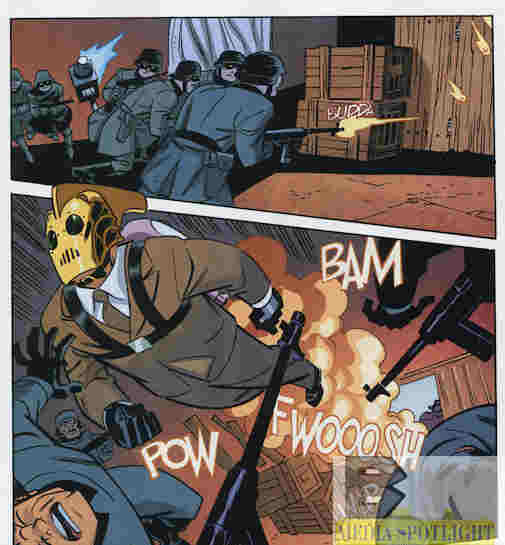 Yes, that's Franklin Delano Roosevelt using the rocket pack. Comics, people.