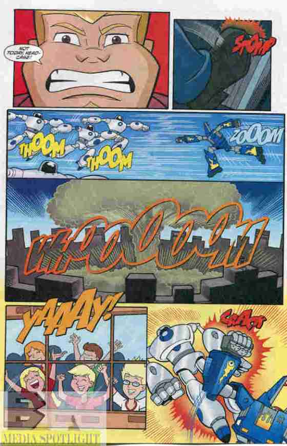 Coop and the Megas battle an army of robots. (from Cartoon Network Action Pack #11)