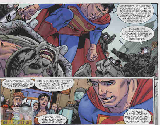 Lampshading "kryptonite" as a stand-in for weakness. I like it.