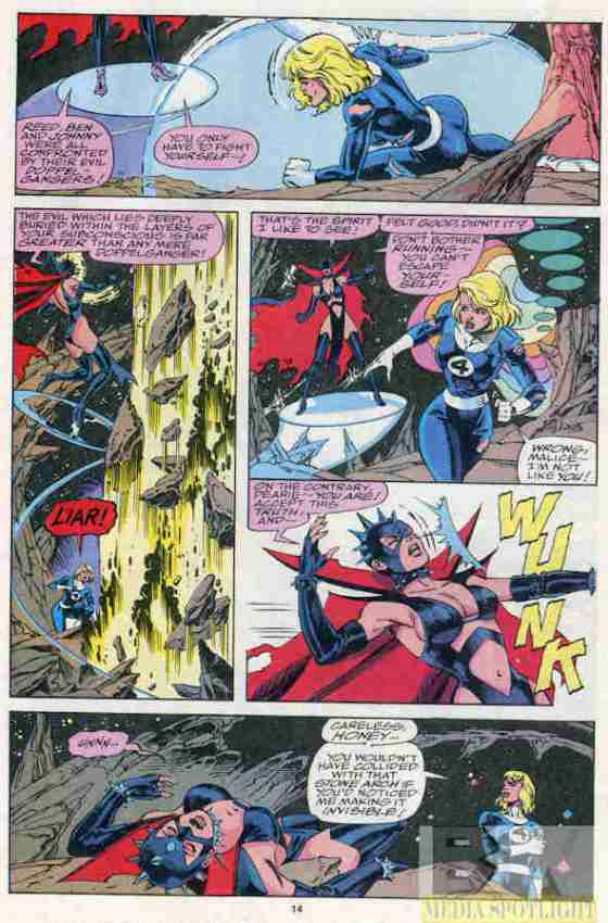 Malice, doing her Hal Jordan impersonation.