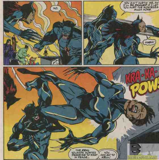 Technically you aren't supposed to hit a lady. Between the claw slash a few pages ago and scamming people, she's no lady!