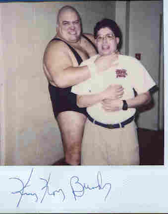 picture of me and pro wrestler King Kong Bundy, at a local wrestling event