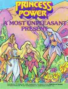 She-Ra meets with her friends Perfuma and a lady with butterfly wings, Flutterina. 