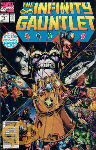 Thanos with the Infinity Gauntlet, with all Infinity Gems