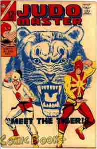 cover introducing Judomaster's teen sidekick, Tiger, in a picture with a large tiger head in the background