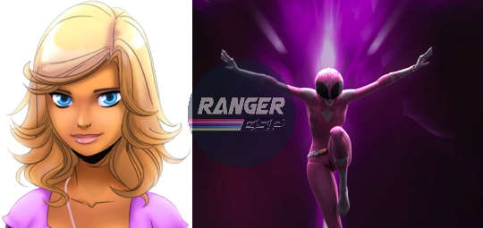 Kimberly as herself and as Pink Ranger