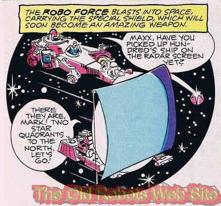 Robo Force hides a giant mirror behind some metal while carrying it through space in their ships.
